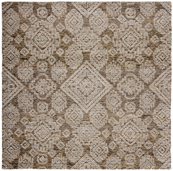 Safavieh Metro 987 Hand Tufted 100% Fine Indian Wool Pile Rug Light Brown / Ivory 100% Fine Indian Wool Pile MET987T-6SQ