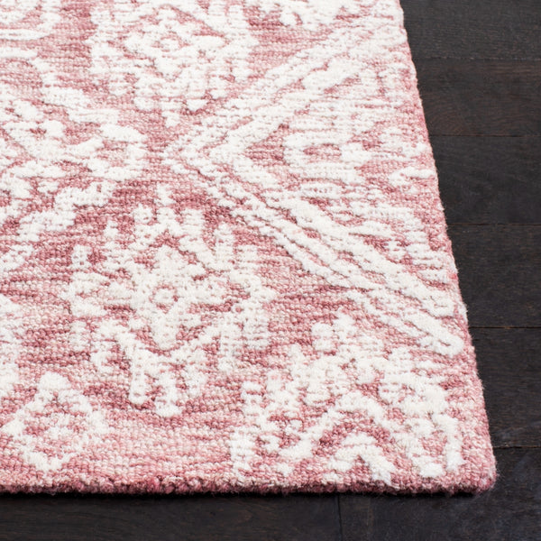 Safavieh Metro 987 Hand Tufted 100% Fine Indian Wool Pile Rug Dark Pink / Ivory 100% Fine Indian Wool Pile MET987U-5