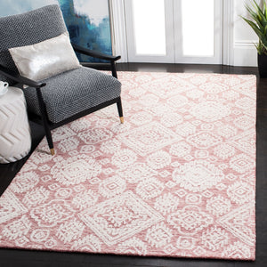 Safavieh Metro 987 Hand Tufted 100% Fine Indian Wool Pile Rug Dark Pink / Ivory 100% Fine Indian Wool Pile MET987U-5