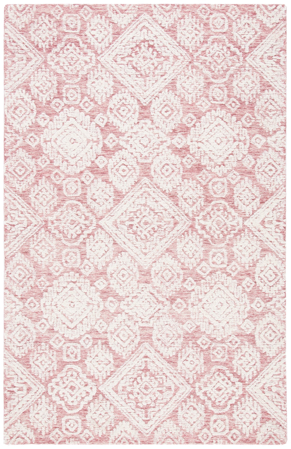 Safavieh Metro 987 Hand Tufted 100% Fine Indian Wool Pile Rug Dark Pink / Ivory 100% Fine Indian Wool Pile MET987U-5