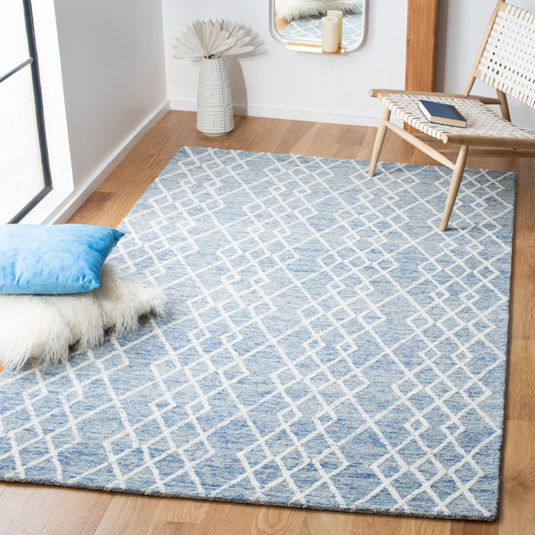 Safavieh Metro 994 Hand Tufted 100% Fine Indian Wool Pile Rug Blue / Ivory 100% Fine Indian Wool Pile MET994M-4