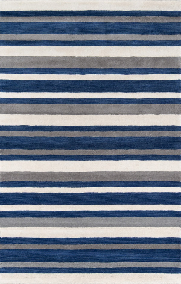 Momeni Metro MT-27 Hand Tufted Contemporary Striped Indoor Area Rug Navy 8' x 11' METROMT-27NVY80B0