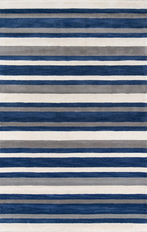 Momeni Metro MT-27 Hand Tufted Contemporary Striped Indoor Area Rug Navy 8' x 11' METROMT-27NVY80B0