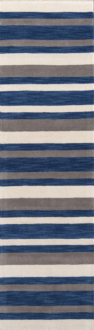 Momeni Metro MT-27 Hand Tufted Contemporary Striped Indoor Area Rug Navy 8' x 11' METROMT-27NVY80B0