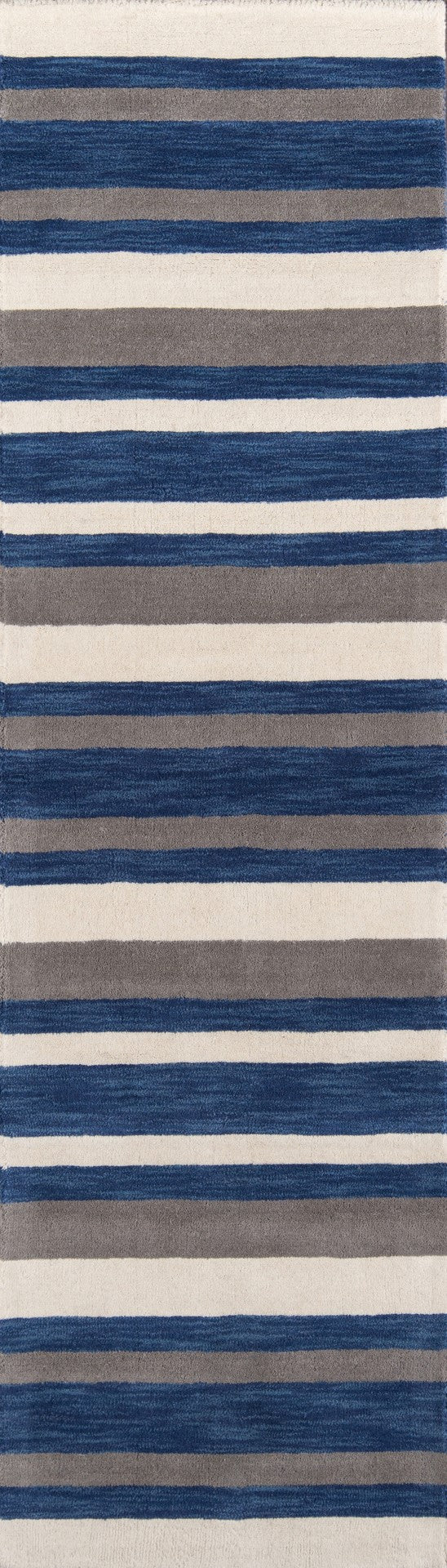 Momeni Metro MT-27 Hand Tufted Contemporary Striped Indoor Area Rug Navy 8' x 11' METROMT-27NVY80B0