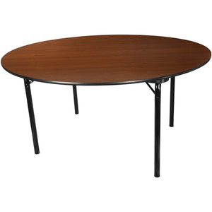 English Elm EE1098 Contemporary Commercial Grade Round Wood Folding Table Walnut EEV-10875