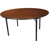 English Elm EE1098 Contemporary Commercial Grade Round Wood Folding Table Walnut EEV-10875