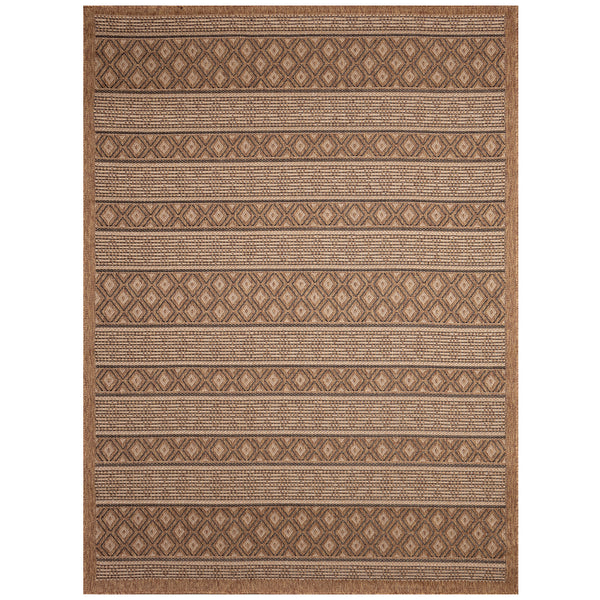 Trans-Ocean Liora Manne Monterey Tribal Stripe  Indoor/Outdoor Power Loomed 91% Polypropylene/9% Polyester Rug Black 7'10" x 9'10"