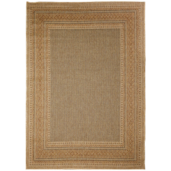 Trans-Ocean Liora Manne Monterey Diamond Border  Indoor/Outdoor Power Loomed 91% Polypropylene/9% Polyester Rug Natural 7'10" x 9'10"