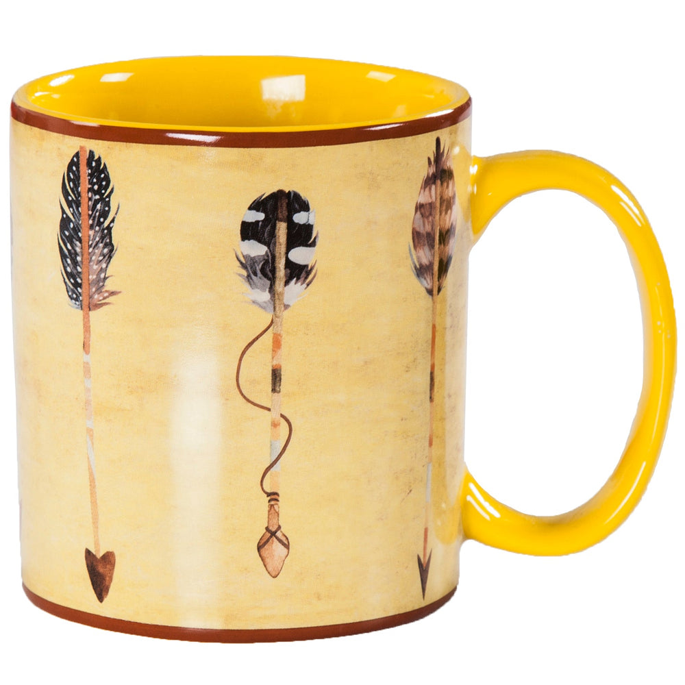 HiEnd Accents Large Arrow Design Mug Set MG1753 Yellow Ceramic 3.94X5.9X4.5