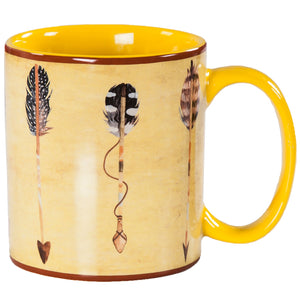 HiEnd Accents Large Arrow Design Mug Set MG1753 Yellow Ceramic 3.94X5.9X4.5
