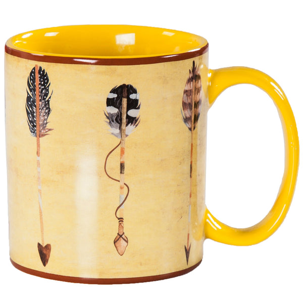 HiEnd Accents Large Arrow Design Mug Set MG1753 Yellow Ceramic 3.94X5.9X4.5
