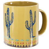 HiEnd Accents Saguaro Cactus Border Design Mug Set MG1756 Yellow Ceramic 3.94X5.9X4.5