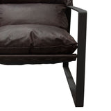 Miller Sling Accent Chair in Genuine Chocolate Leather w/ Black Powder Coated Metal Frame by Diamond Sofa