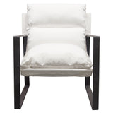 Miller Sling Accent Chair in White Linen Fabric w/ Black Powder Coated Metal Frame by Diamond Sofa