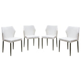 Milo 4-Pack Dining Chairs in White Diamond Tufted Leatherette with Black Powder Coat Legs