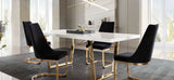 Mirage Rectangular Dining Table w/ White Lacquer Top and Polished Gold Metal Base by Diamond Sofa