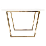 Mirage Rectangular Dining Table w/ White Lacquer Top and Polished Gold Metal Base by Diamond Sofa