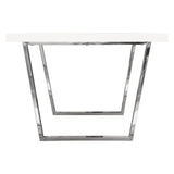 Mirage Rectangular Dining Table w/ White Lacquer Top and Polished Silver Metal Base by Diamond Sofa