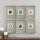 Uttermost Agate Stone Silver Wall Art Set of 6