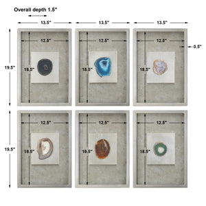 Uttermost Agate Stone Silver Wall Art Set of 6