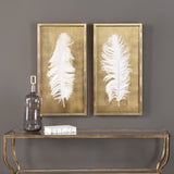 Uttermost White Feathers Gold Shadow Box Set of 2