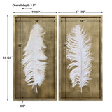 Uttermost White Feathers Gold Shadow Box Set of 2