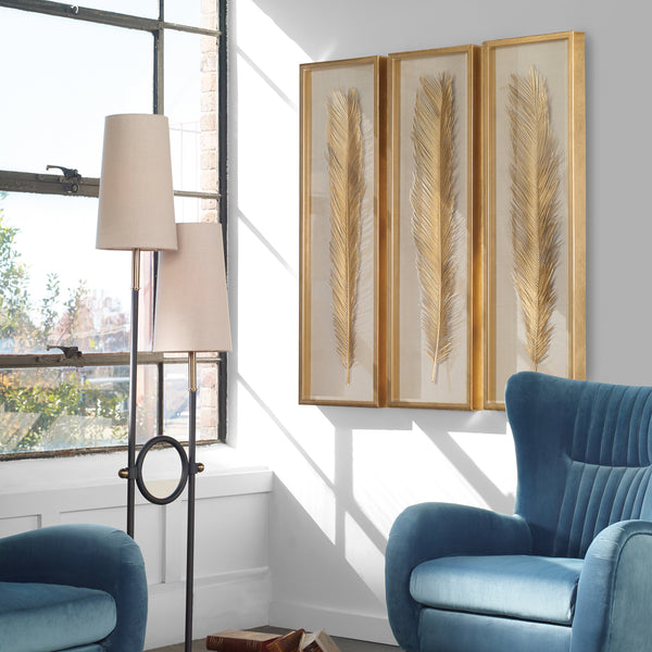 Uttermost Palma Gold Leaf Shadow Box Set of 3