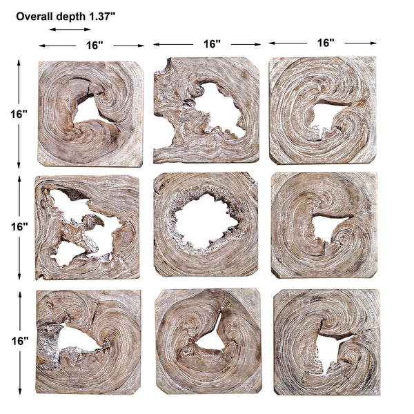 Uttermost Bahati Wood Wall Art - S/9