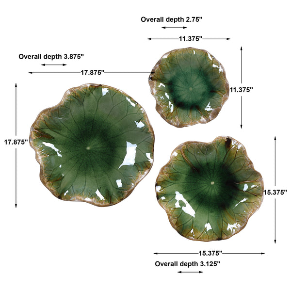 Uttermost Abella Green Ceramic Wall Decor - Set of 3