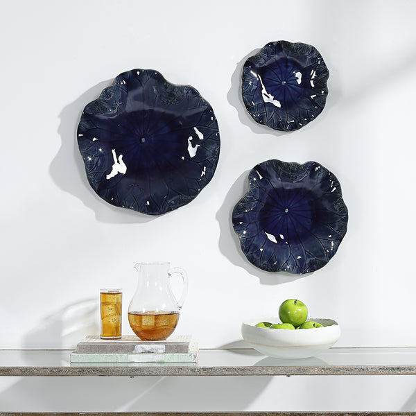 Uttermost Abella Blue Ceramic Wall Decor - Set of 3