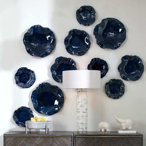 Uttermost Abella Blue Ceramic Wall Decor - Set of 3