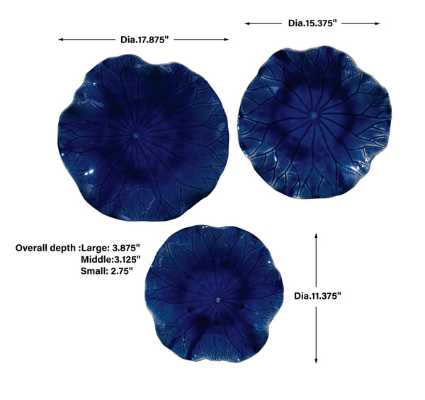 Uttermost Abella Blue Ceramic Wall Decor - Set of 3