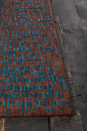 Chandra Rugs Misty 100% Wool Hand-Tufted Contemporay Rug Brown/Blue 7'9 x 10'6