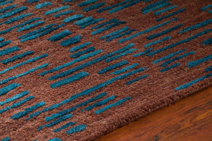 Chandra Rugs Misty 100% Wool Hand-Tufted Contemporay Rug Brown/Blue 7'9 x 10'6