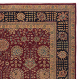 Mughal 100% Wool Pile Rug in Red, Black 12ft-1in x 14ft-5in