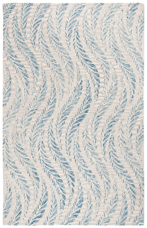 Micro-Loop 170 Contemporary Hand Tufted 80% Wool, 20% Cotton Rug Ivory / Blue