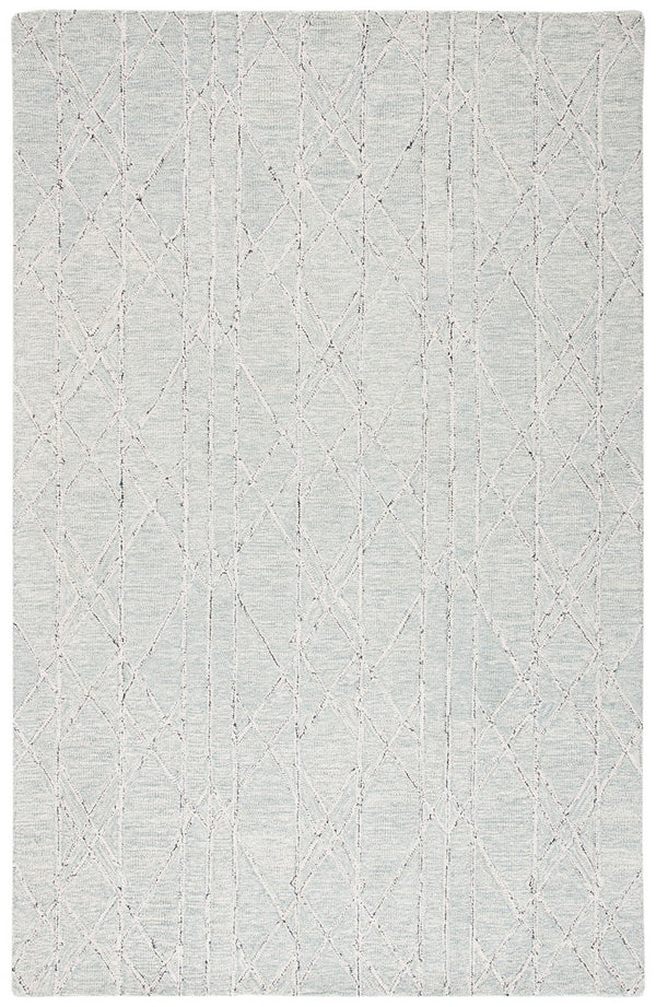 Micro-Loop 172 Solid & Tonal Hand Tufted 80% Wool, 20% Cotton Rug Ivory / Light Blue