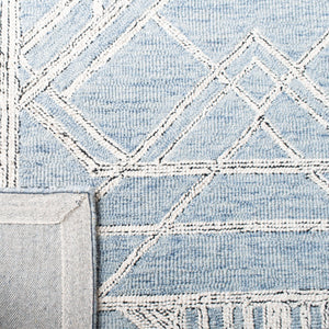 Micro-Loop 173 Contemporary Hand Tufted 80% Wool, 20% Cotton Rug Light Blue / Ivory