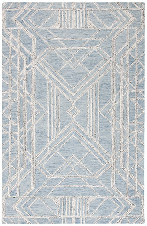 Micro-Loop 173 Contemporary Hand Tufted 80% Wool, 20% Cotton Rug Light Blue / Ivory