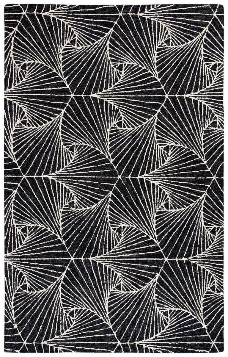 Micro-Loop 174 Contemporary Hand Tufted 80% Wool, 20% Cotton Rug Charcoal / Ivory