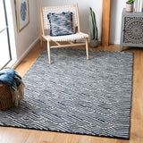 Micro-Loop 175 Contemporary Hand Tufted 80% Wool, 20% Cotton Rug Dark Blue / Ivory