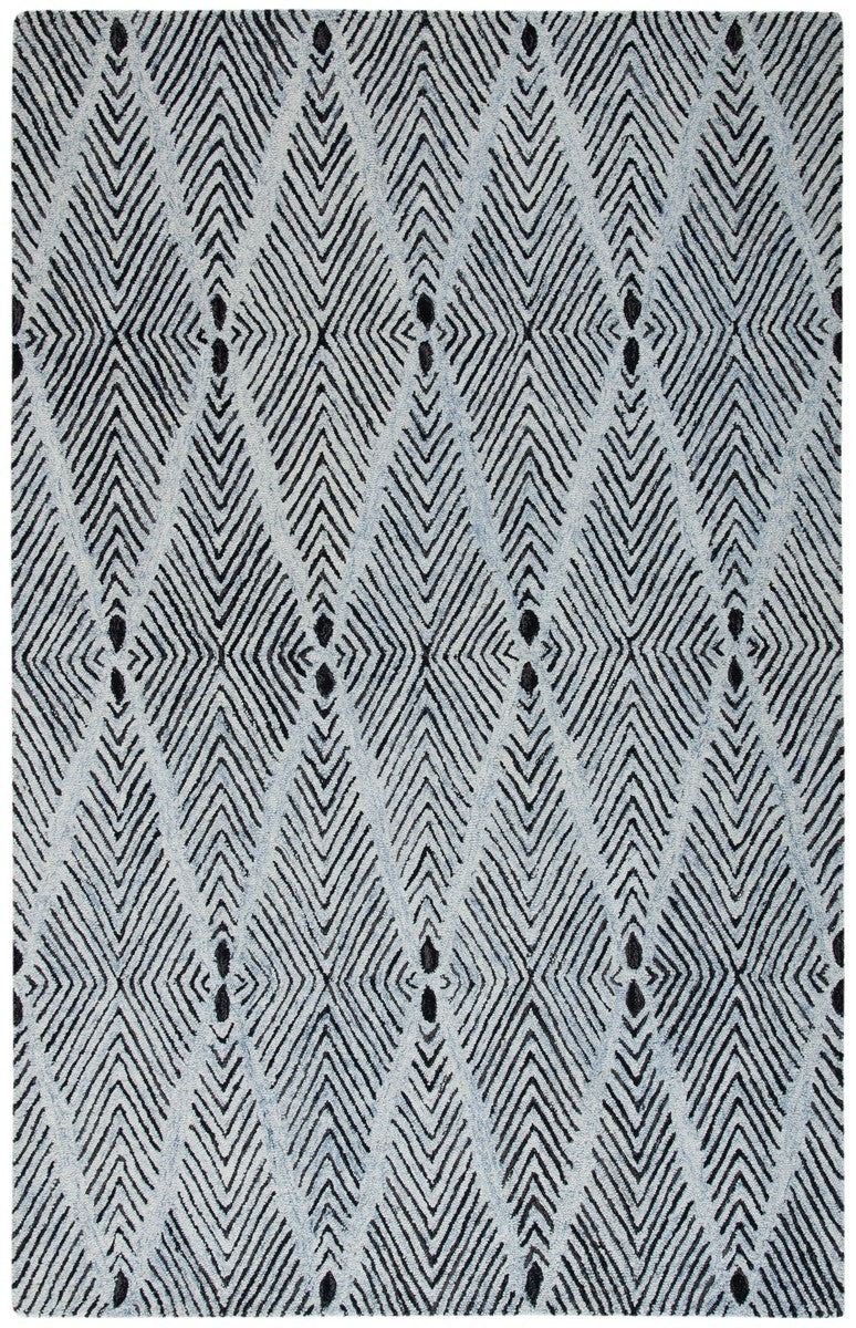 Micro-Loop 179 Contemporary Hand Tufted 80% Wool, 20% Cotton Rug Light Blue / Charcoal