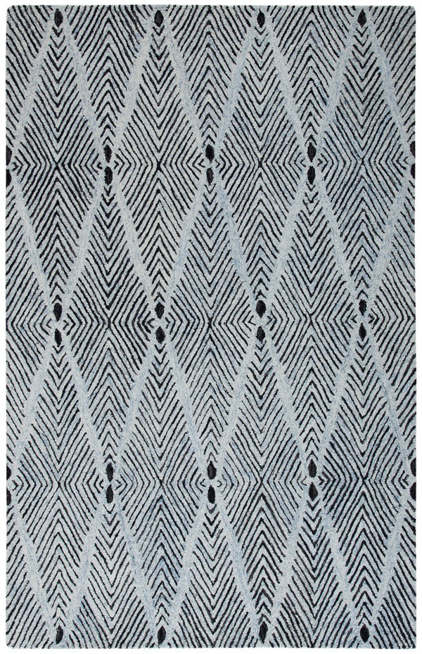 Micro-Loop 179 Contemporary Hand Tufted 80% Wool, 20% Cotton Rug Light Blue / Charcoal