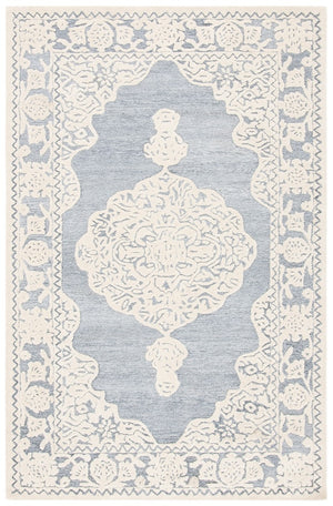 Micro-Loop 275 Bohemian Hand Tufted 100% Wool Pile Rug Light Blue / Ivory