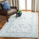 Micro-Loop 276 Country & Floral Hand Tufted 100% Wool Pile Rug Blue / Ivory