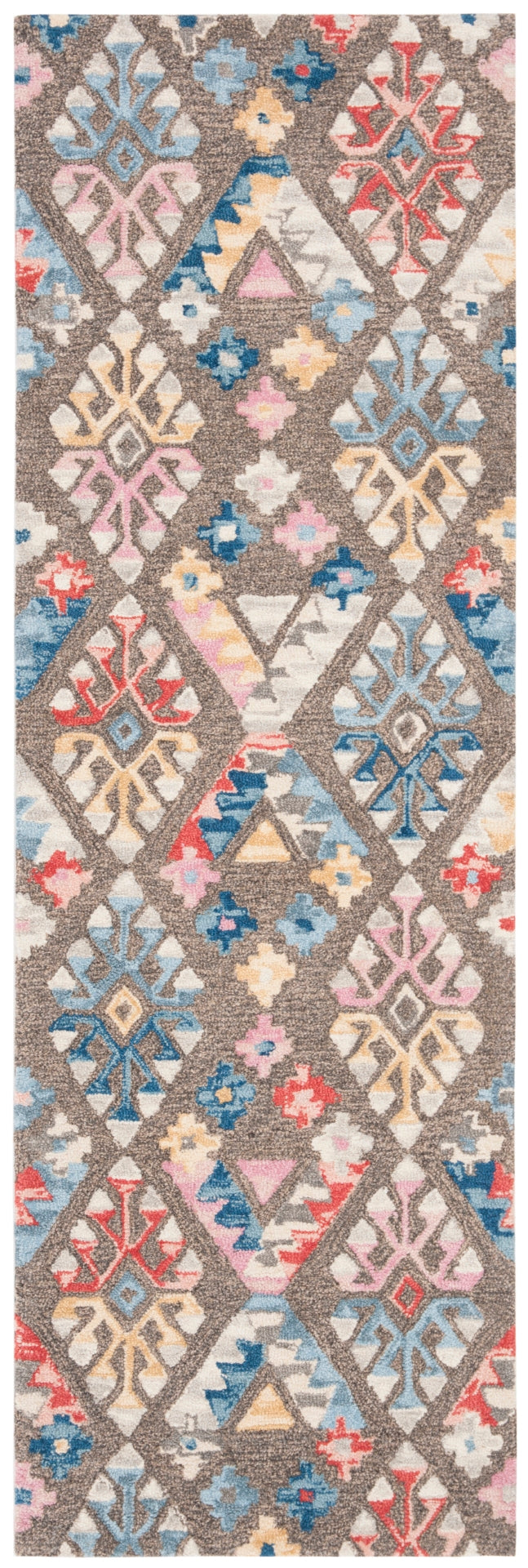 Micro-Loop 351 Contemporary Tufted 100% Wool Pile Rug in Grey, Blue 8ft x 10ft