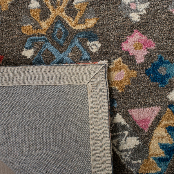 Micro-Loop 351 Contemporary Tufted 100% Wool Pile Rug in Grey, Blue 8ft x 10ft