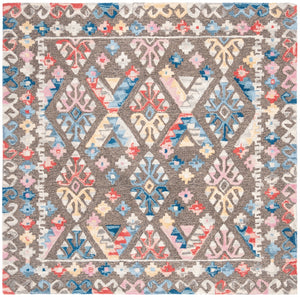 Micro-Loop 351 Contemporary Tufted 100% Wool Pile Rug in Grey, Blue 8ft x 10ft