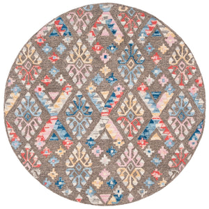 Micro-Loop 351 Contemporary Tufted 100% Wool Pile Rug in Grey, Blue 8ft x 10ft